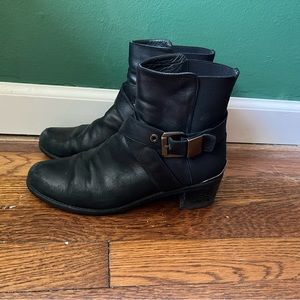 Stuart Weitzman Black Buckled Ankle Boots
